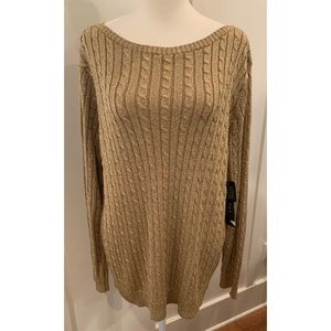 NWT Ralph Lauren Arctic Nights Vintage Gold Cable Knit Sweater - 3x